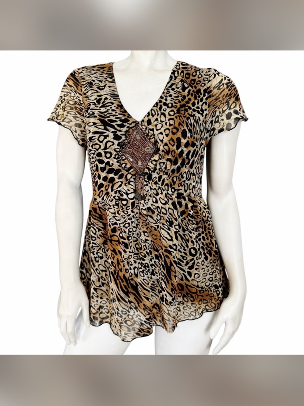 Beaded Fringe Leopard Babydoll
Top // M (18-20")